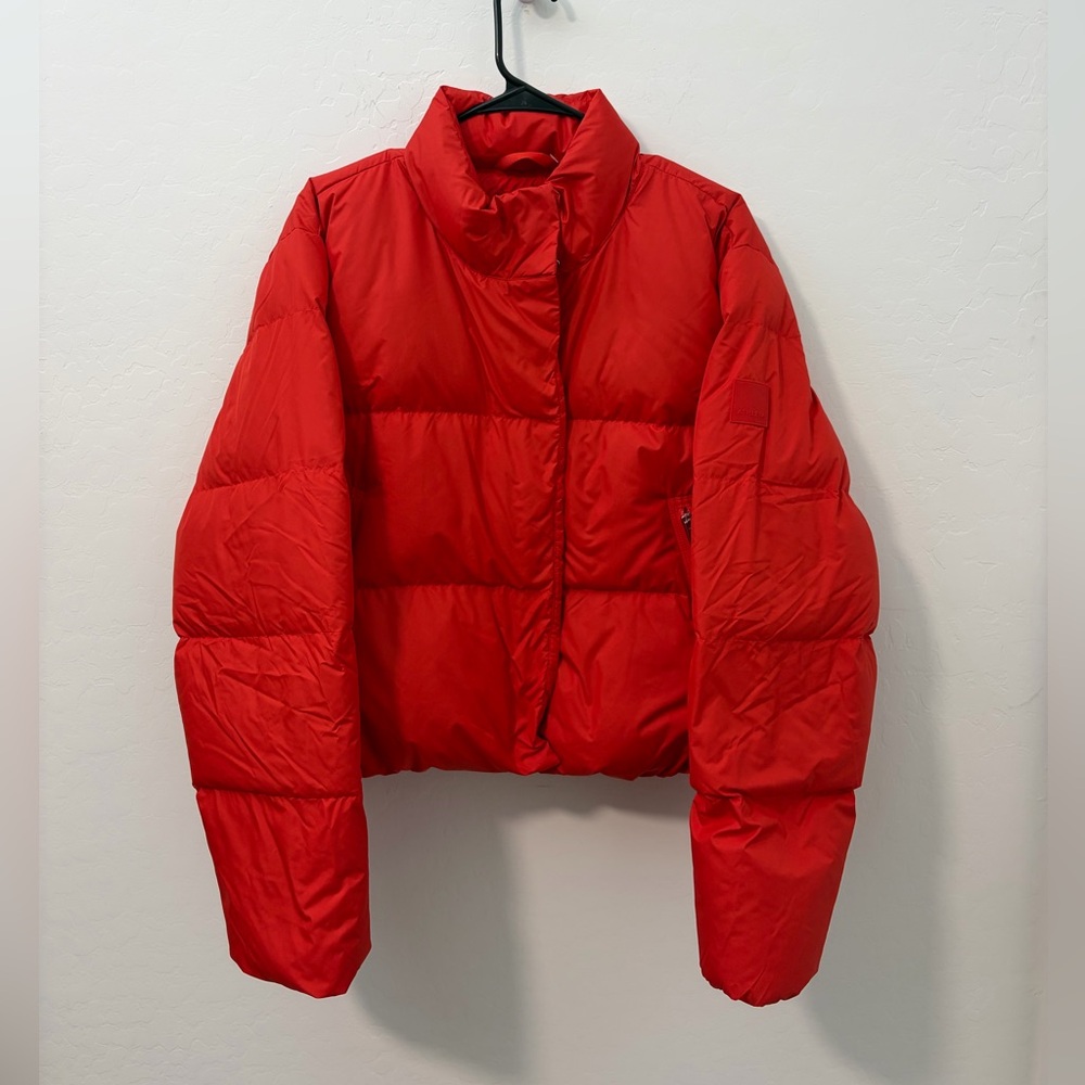 $200 New Athleta Red Summit Down Full zip / Snap Jacket - Candy Red - Womens XL - Picture 7 of 14